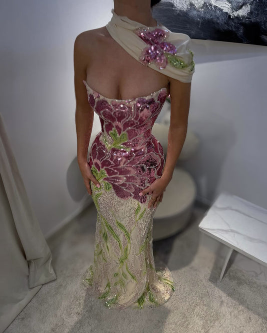 Blush Orchid Embellished Couture Gown