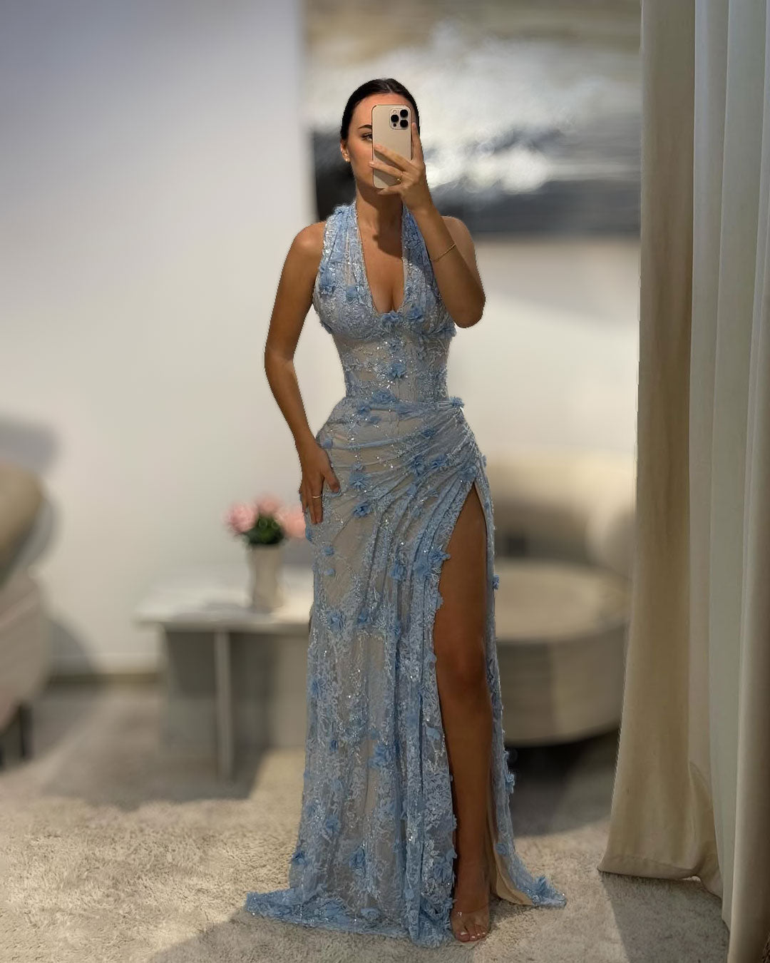 strapless pink floral dress Strapless Pink Floral Prom Dresses Flower Applique Formal Dress Evening Gowns ARD1327 main image 0