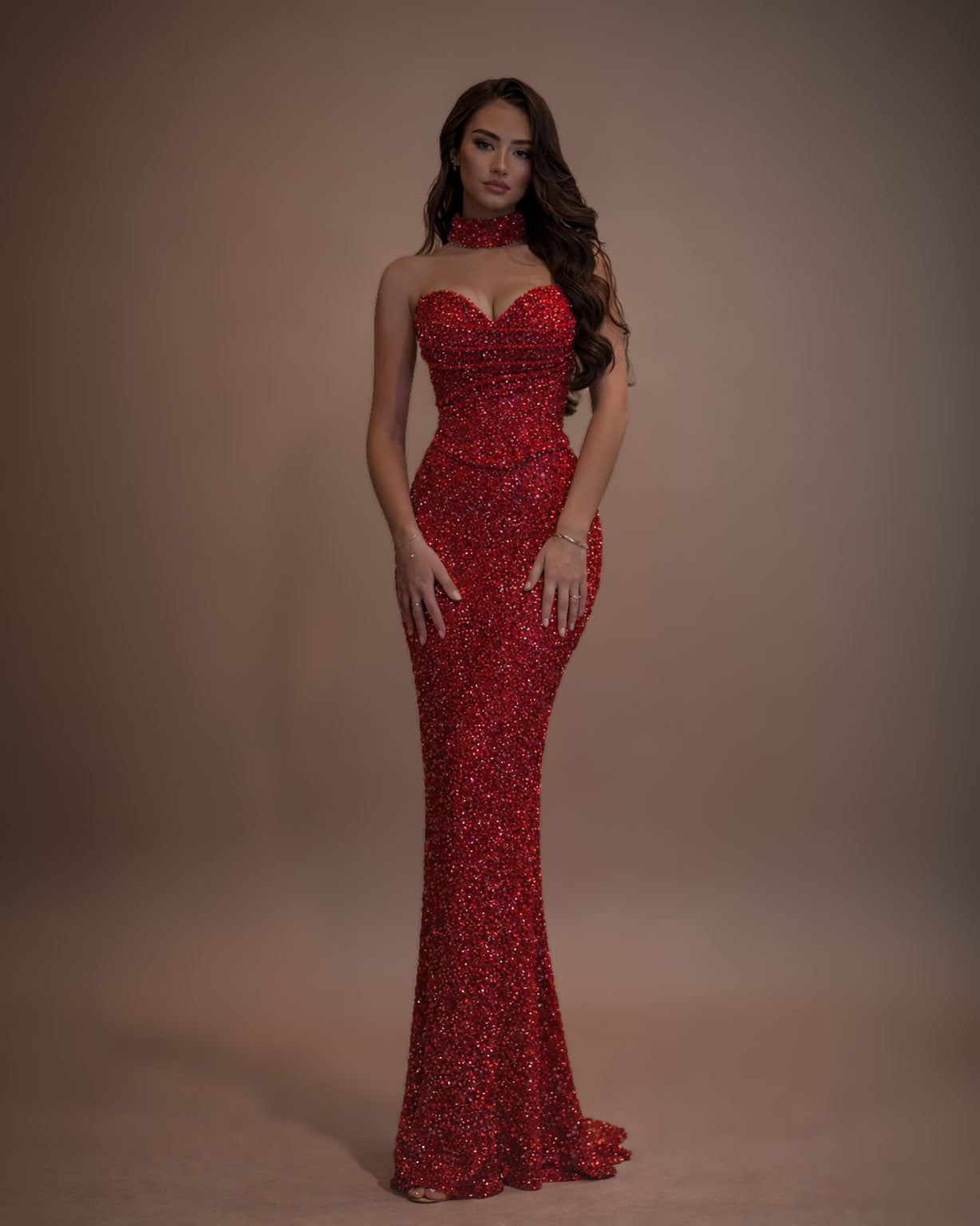 red dress with choker Off Shoulder Choker Bodycon Dress Red / M