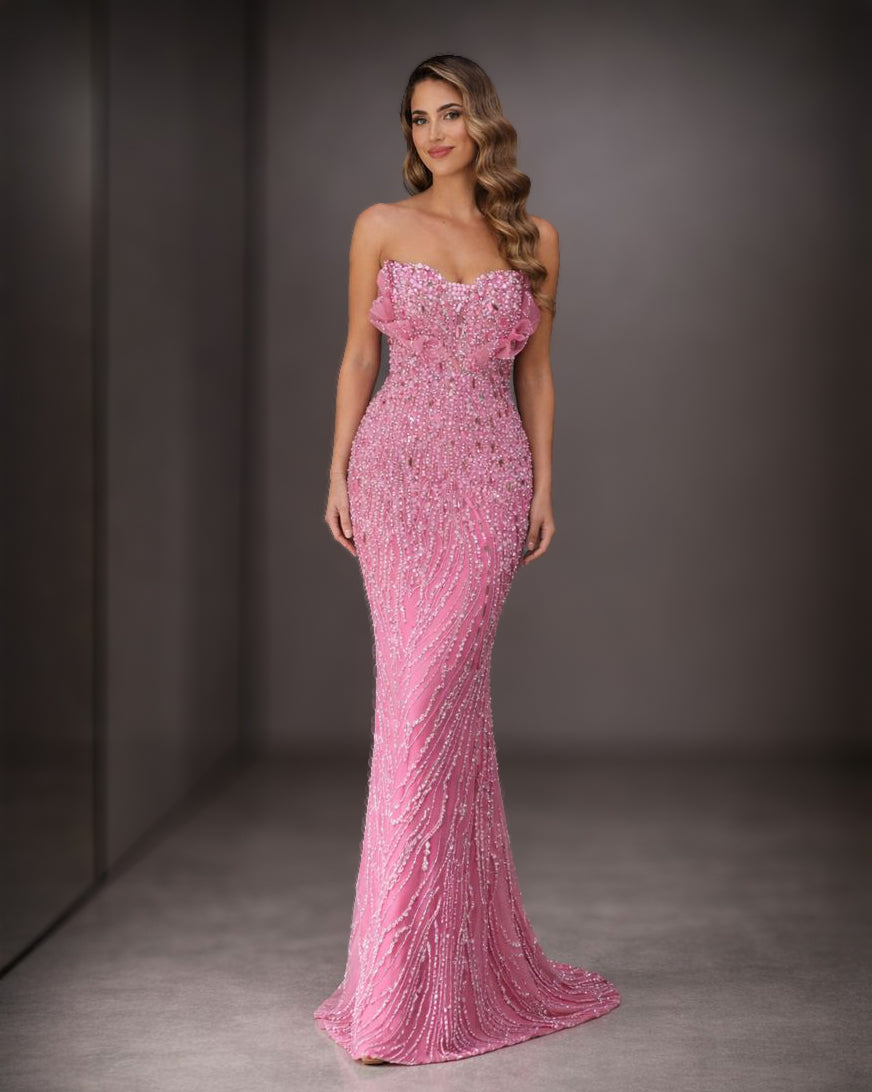 pink dress expensive Blush Pink Luxury Dress (L-7)