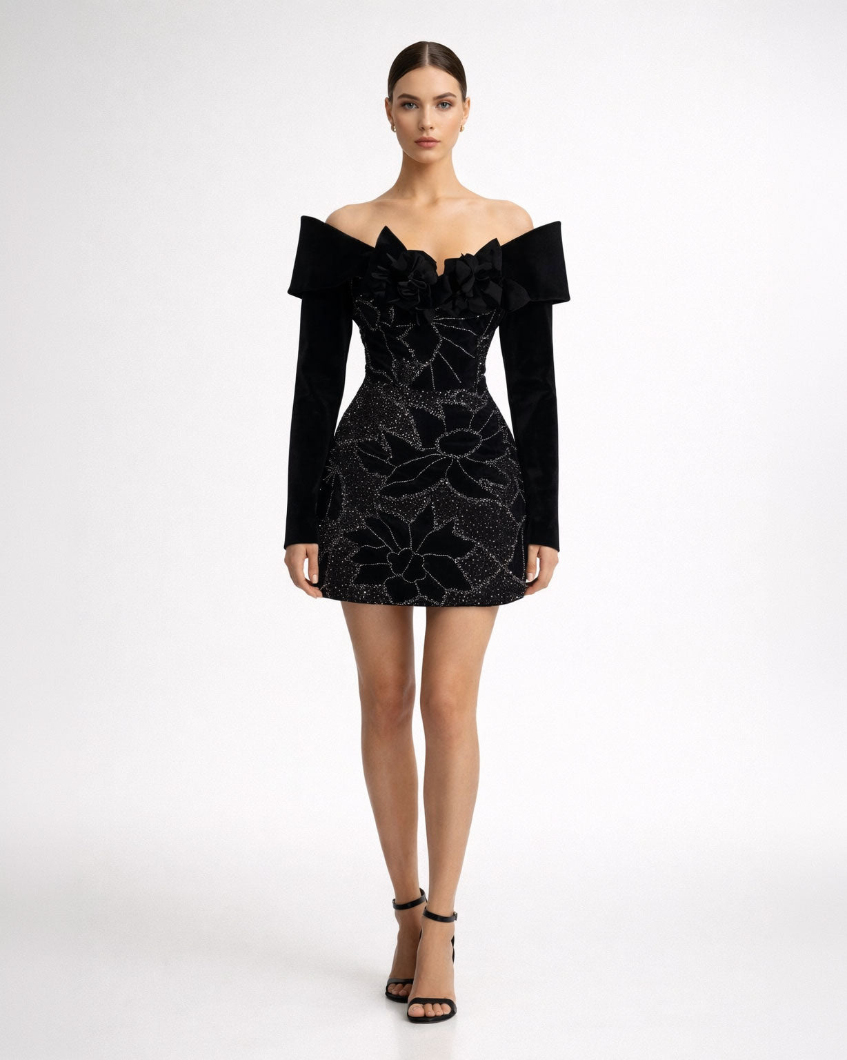embellished long sleeve mini dress Black Off-Shoulder black bodycon dress Low back DVIDS - Images - ADULT SIZE:ADULT MEDIUM  | *SEPTEMBER 11 -20 SHIP DATE*