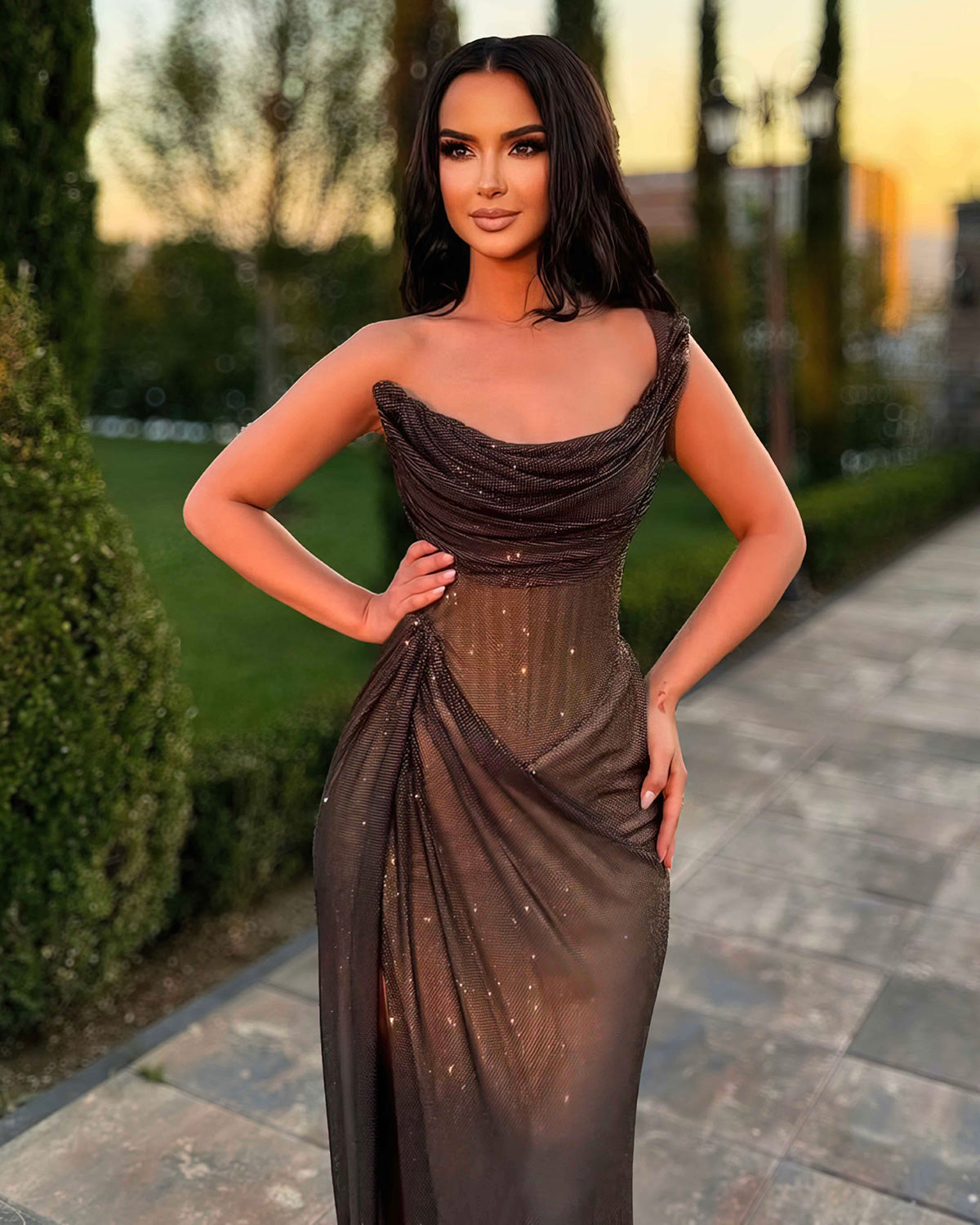 chocolate brown occasion dress Buy Chocolate Brown Spot Pleated Mesh V-Neck Occasion Maxi Dress from Next USA