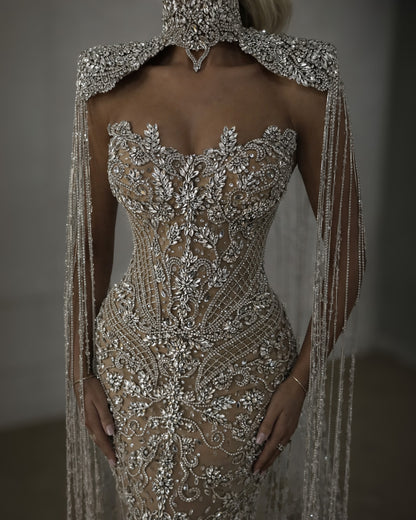 Crystal Lace Illusion Bridal Gown