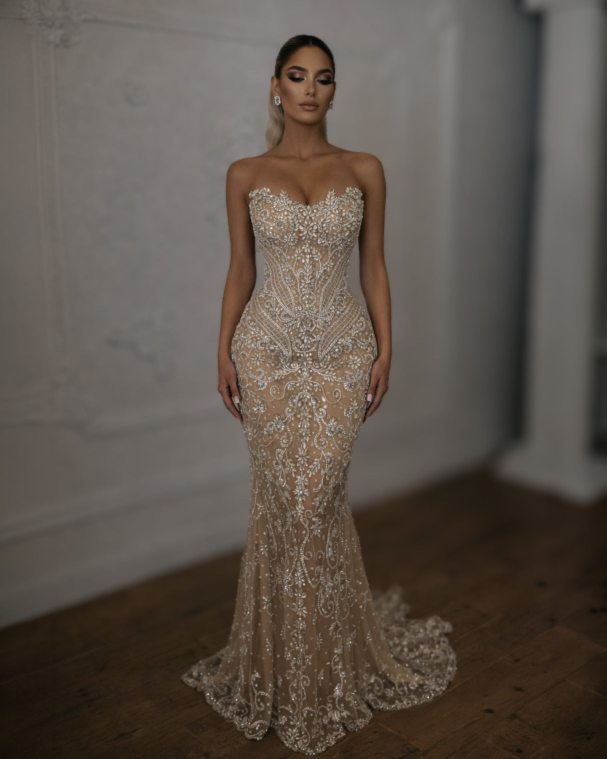 Nude Lace Corset Gown