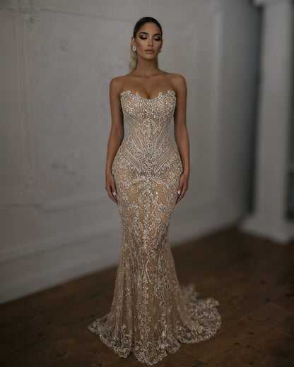 Nude Lace Corset Gown