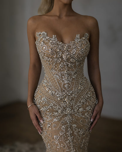 Nude Lace Corset Gown