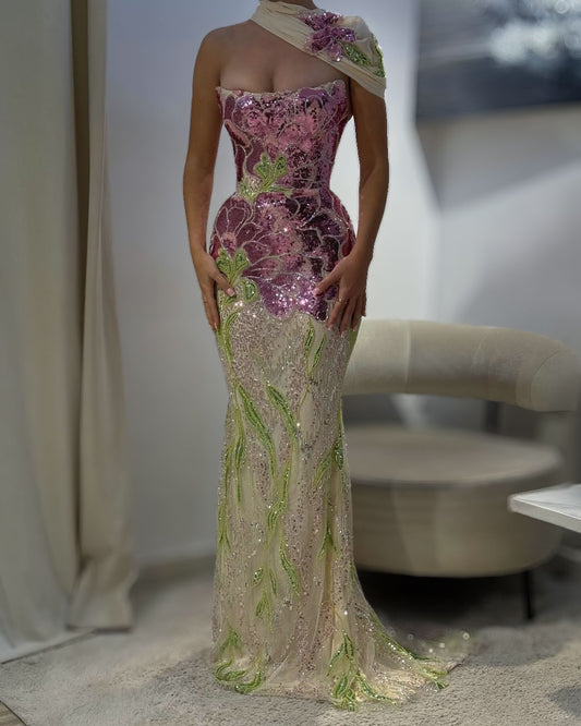 Blush Orchid Embellished Couture Gown