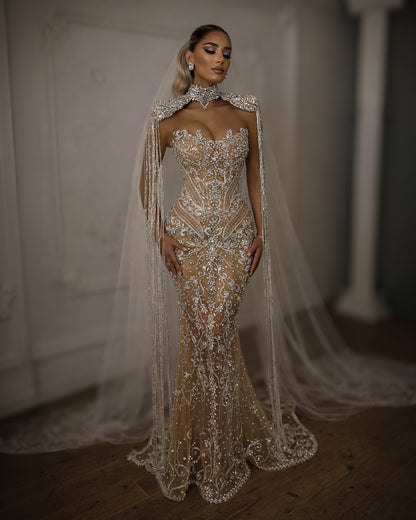 Crystal Lace Illusion Bridal Gown