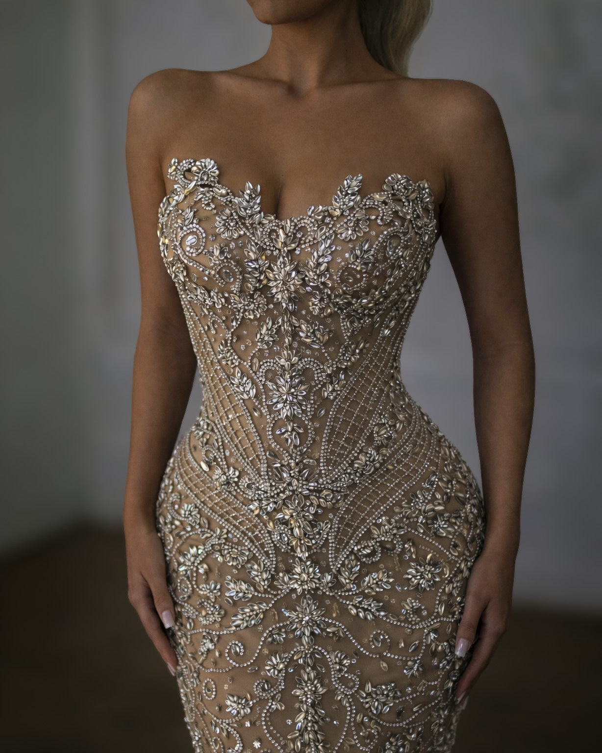 Nude Lace Corset Gown