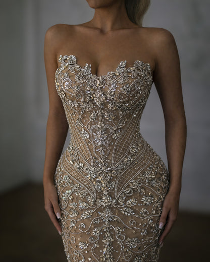 Nude Lace Corset Gown