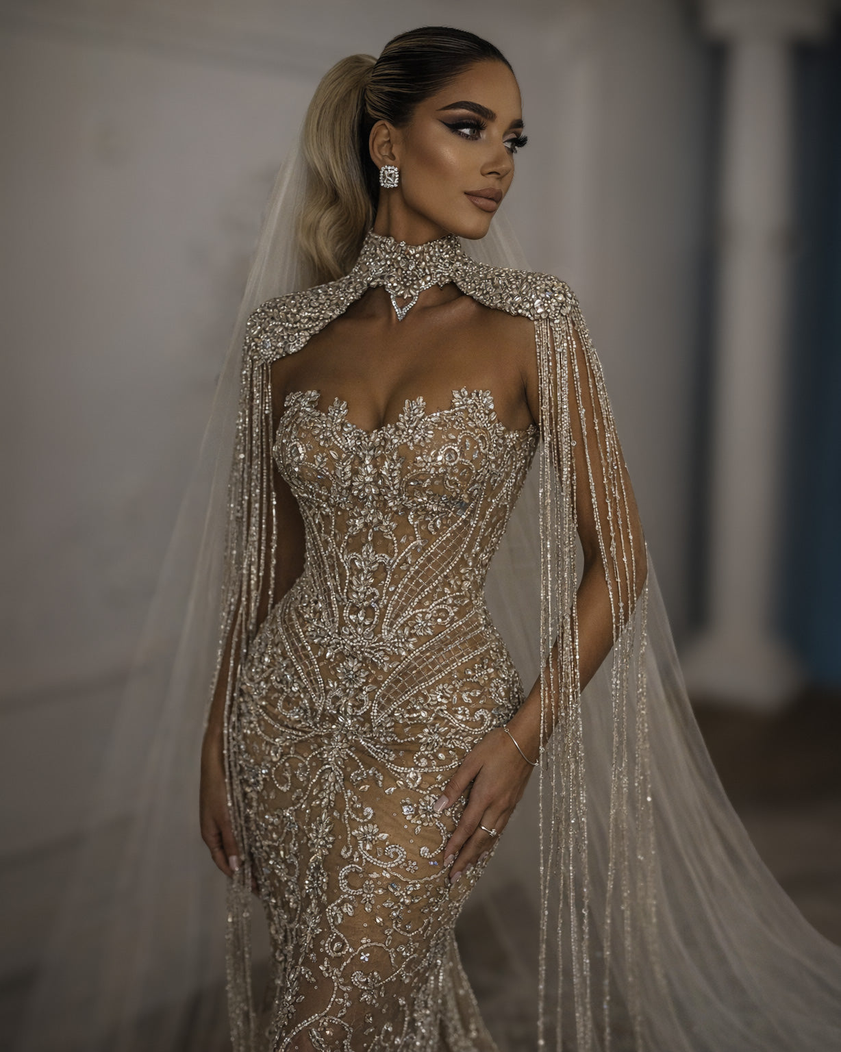 Crystal Lace Illusion Bridal Gown