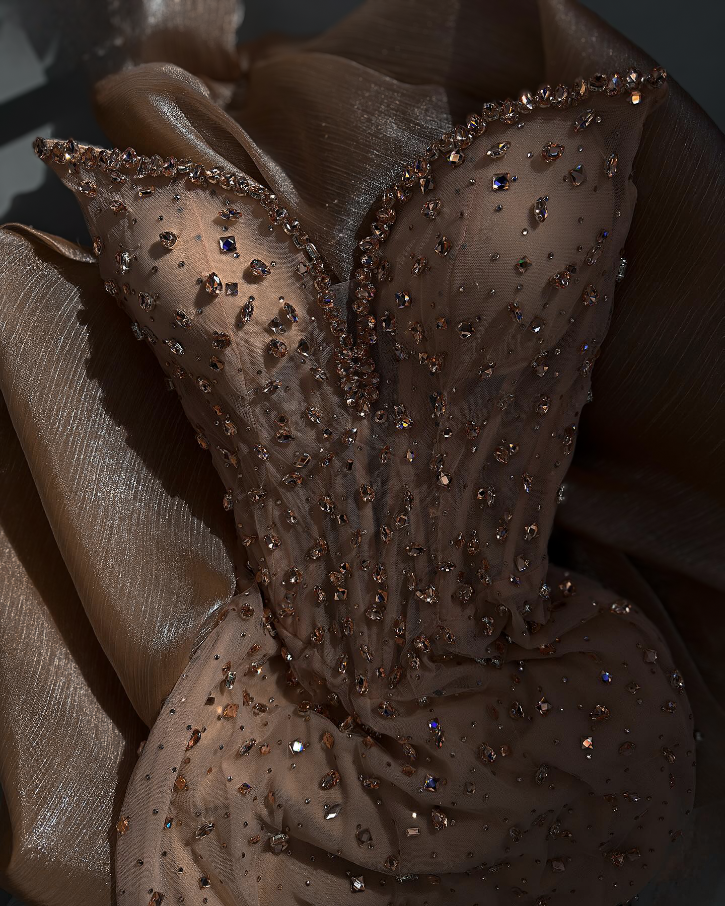 Champagne Beaded Corset Gown