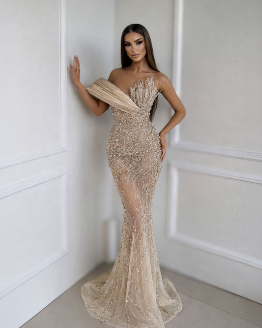 Champagne Crystal Corset Dress