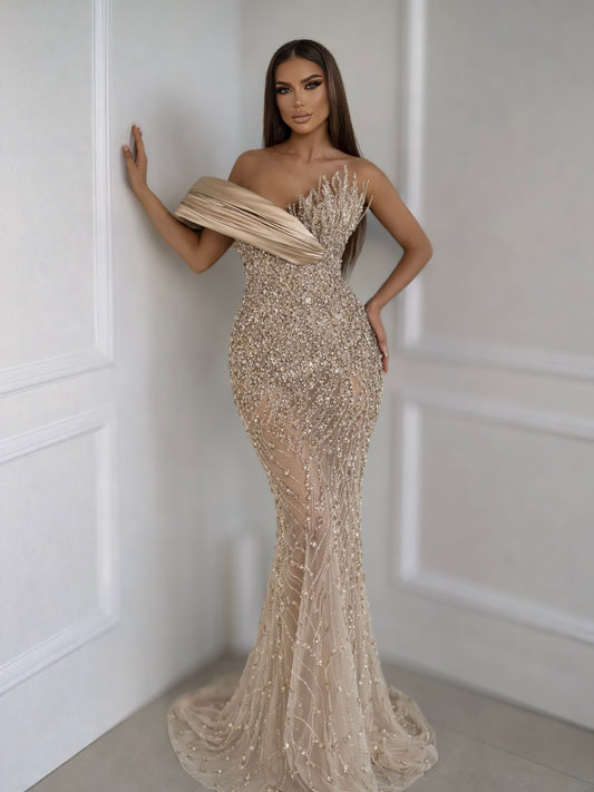 Champagne Crystal Corset Dress