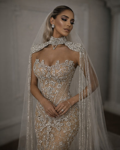 Crystal Lace Illusion Bridal Gown
