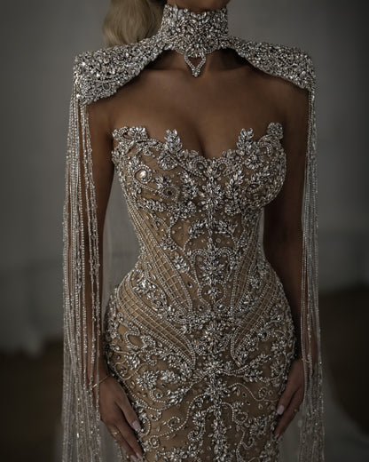 Crystal Lace Illusion Bridal Gown