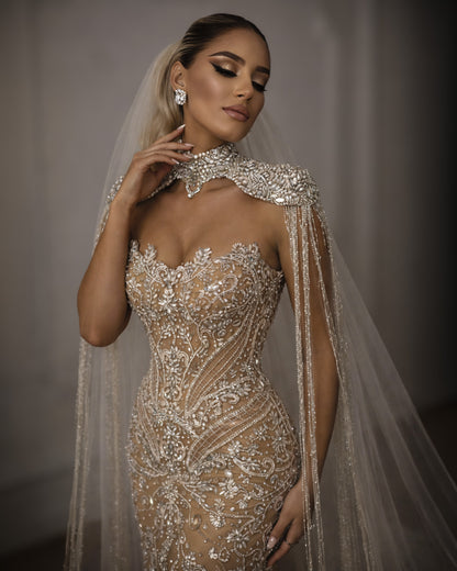Crystal Lace Illusion Bridal Gown