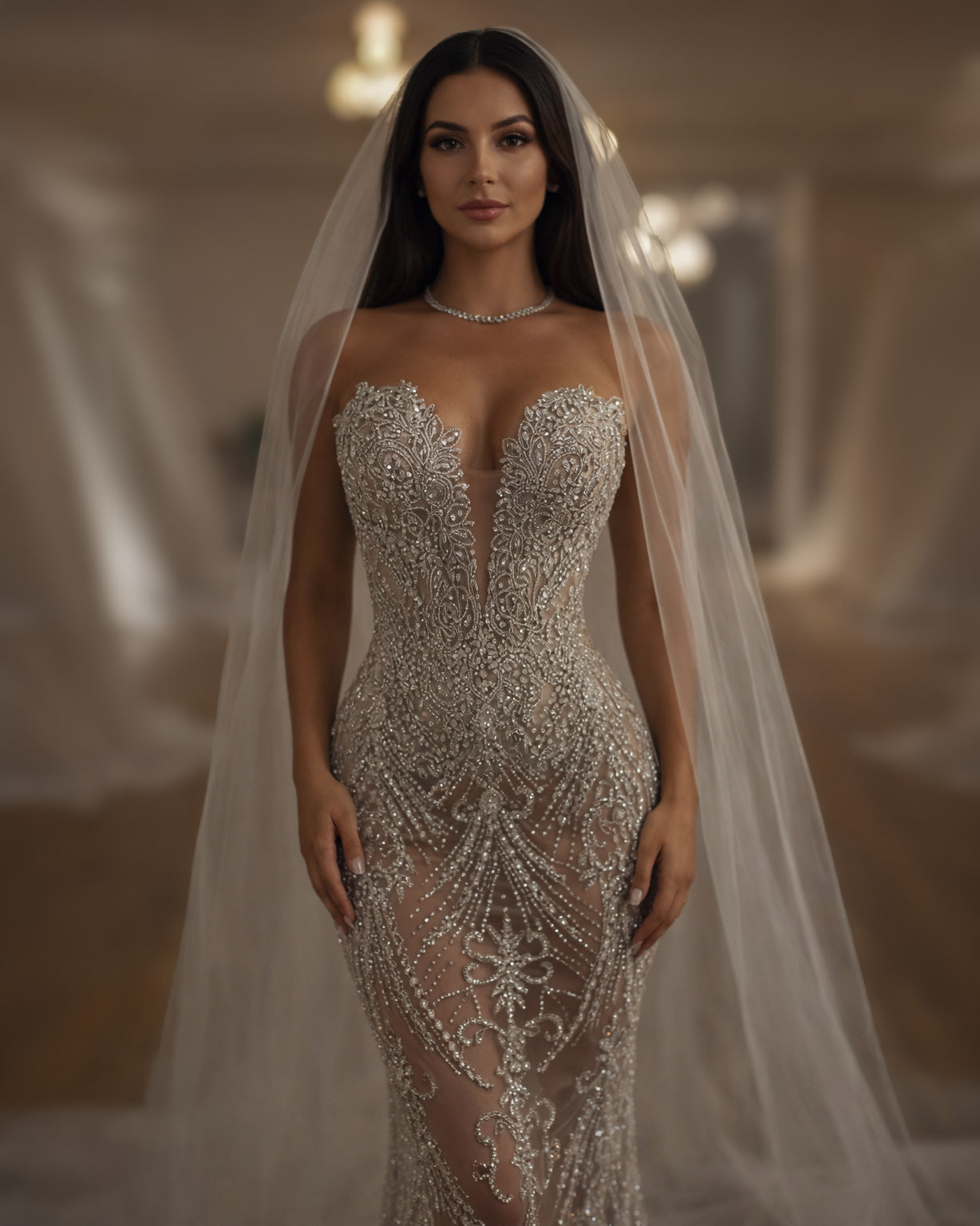 Crystal Illusion Corset Wedding Gown