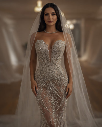 Crystal Illusion Corset Wedding Gown
