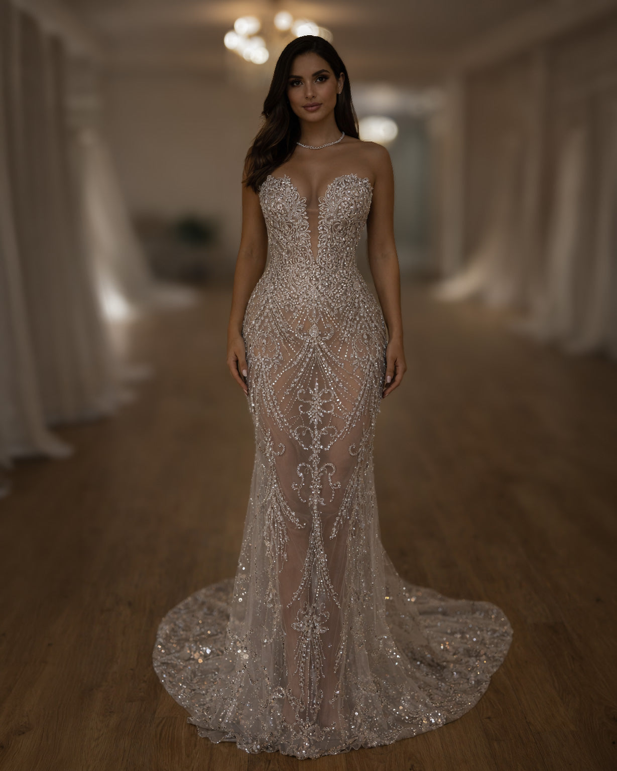 Crystal Illusion Corset Wedding Gown