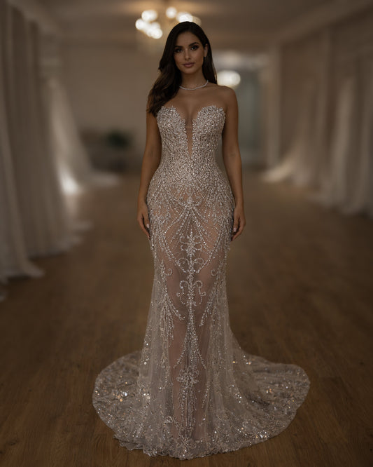 Crystal Illusion Corset Wedding Gown