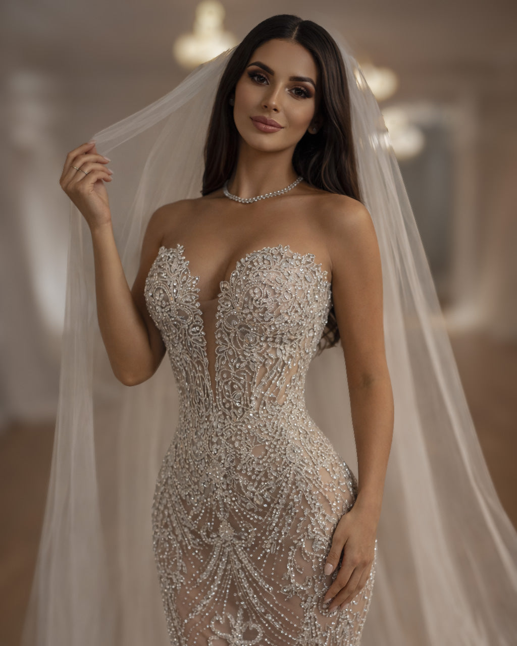 Crystal Illusion Corset Wedding Gown