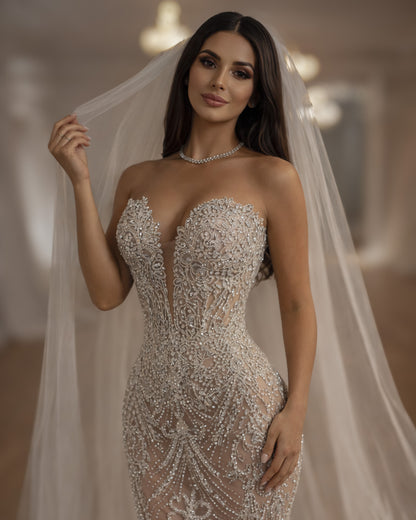 Crystal Illusion Corset Wedding Gown