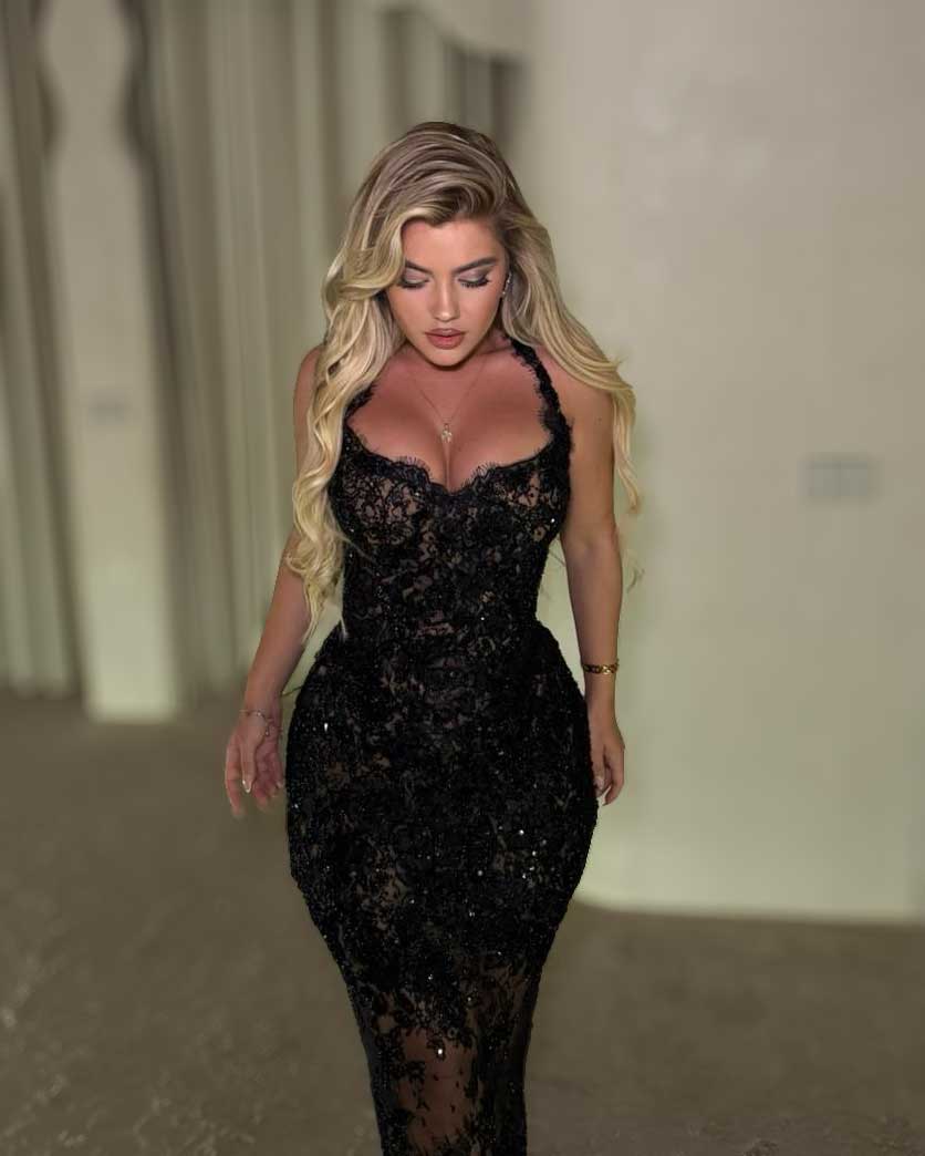 Black Lace Halter Corset Evening Gown