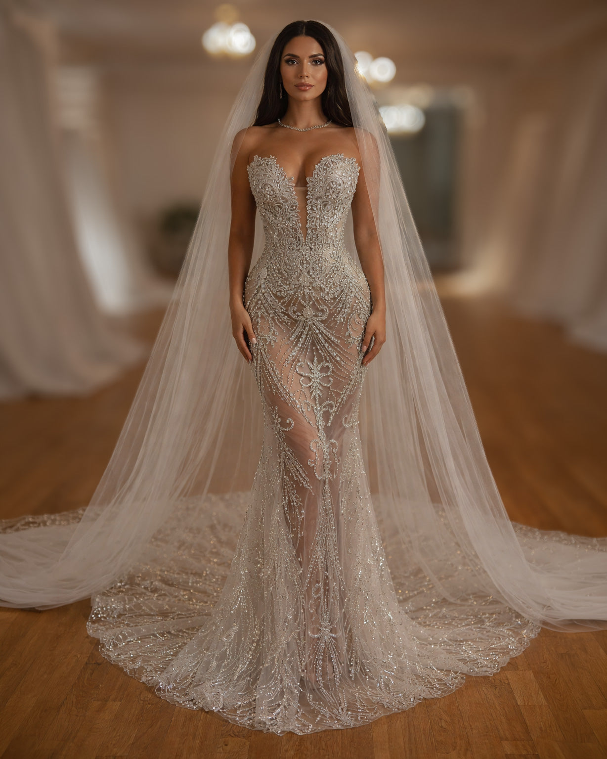 Crystal Illusion Corset Wedding Gown
