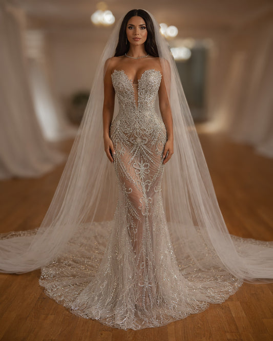 Crystal Illusion Corset Wedding Gown