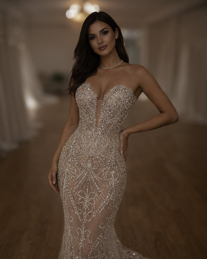 Crystal Illusion Corset Wedding Gown