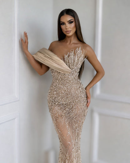 Champagne Crystal Corset Dress
