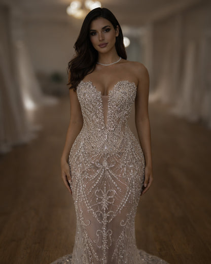 Crystal Illusion Corset Wedding Gown