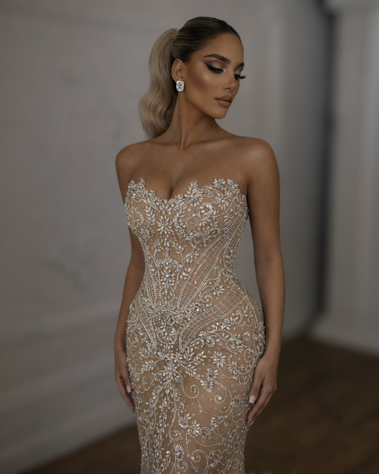Nude Lace Corset Gown