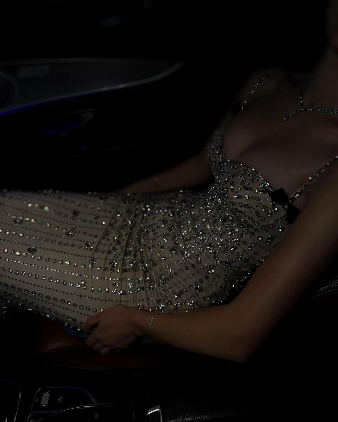 Crystal Beaded Corset Column Gown