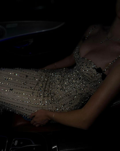 Crystal Beaded Corset Column Gown