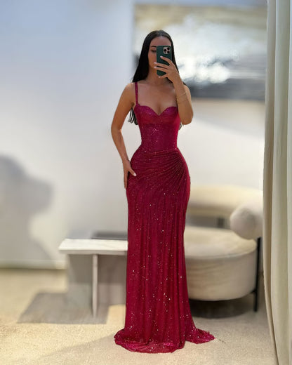 Ruby Crystal Corset Evening Gown