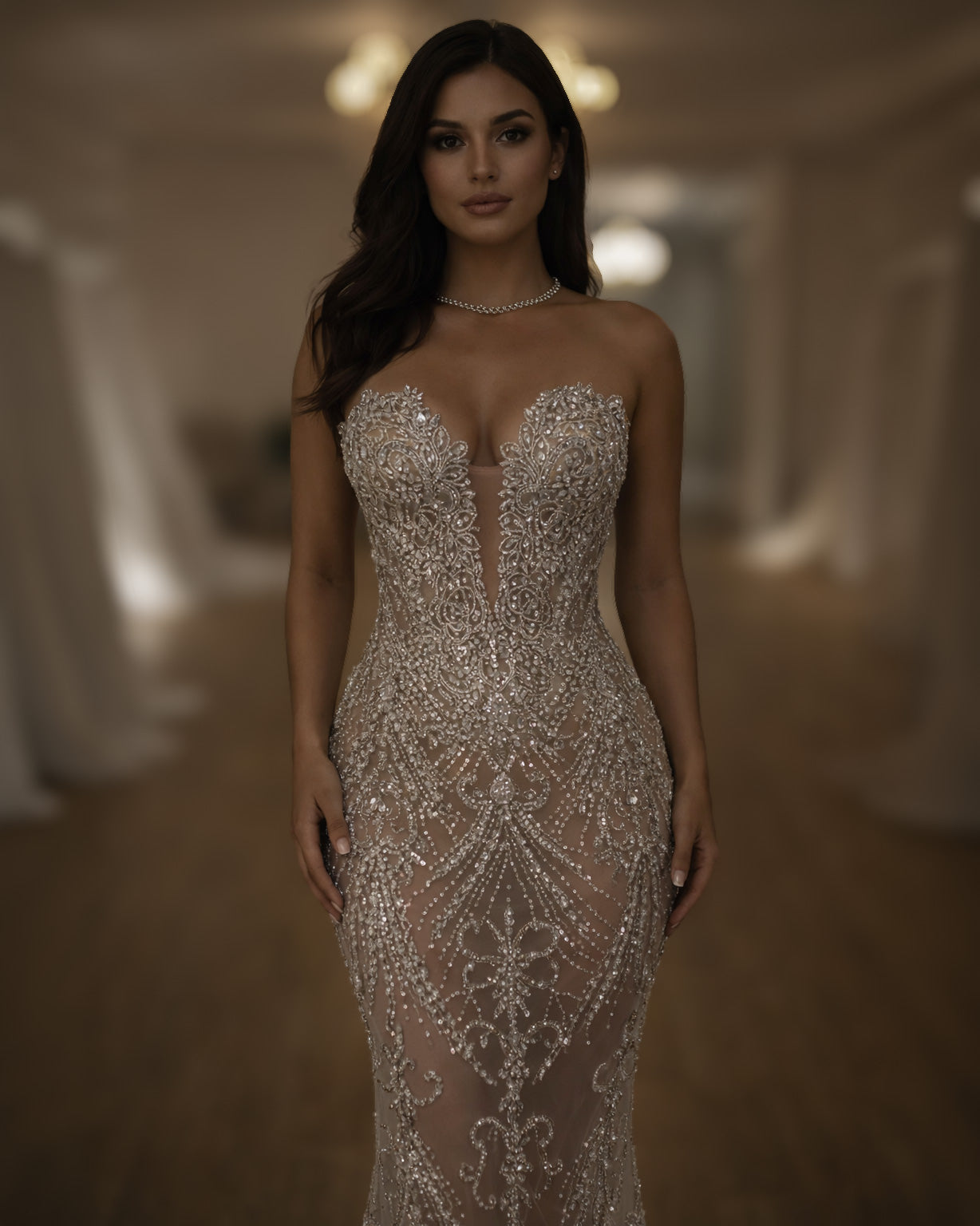 Crystal Illusion Corset Wedding Gown