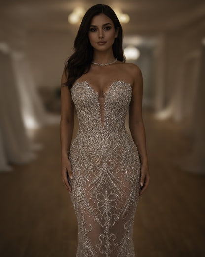 Crystal Illusion Corset Wedding Gown