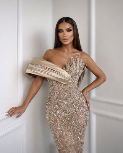Champagne Crystal Corset Dress