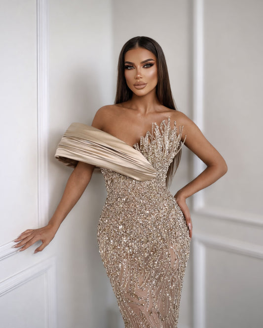 Champagne Crystal Corset Dress