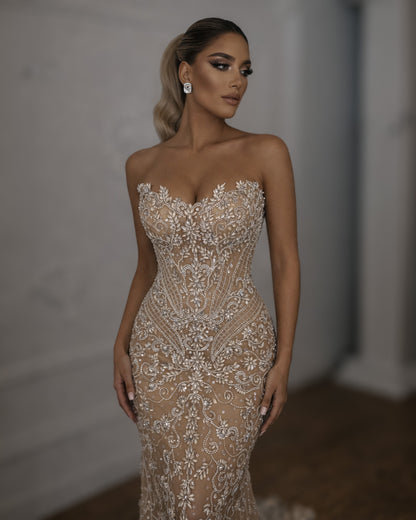 Nude Lace Corset Gown