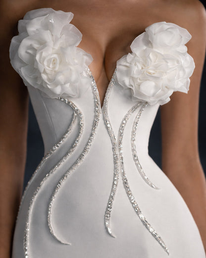 Ivory Floral Corset Mermaid Gown