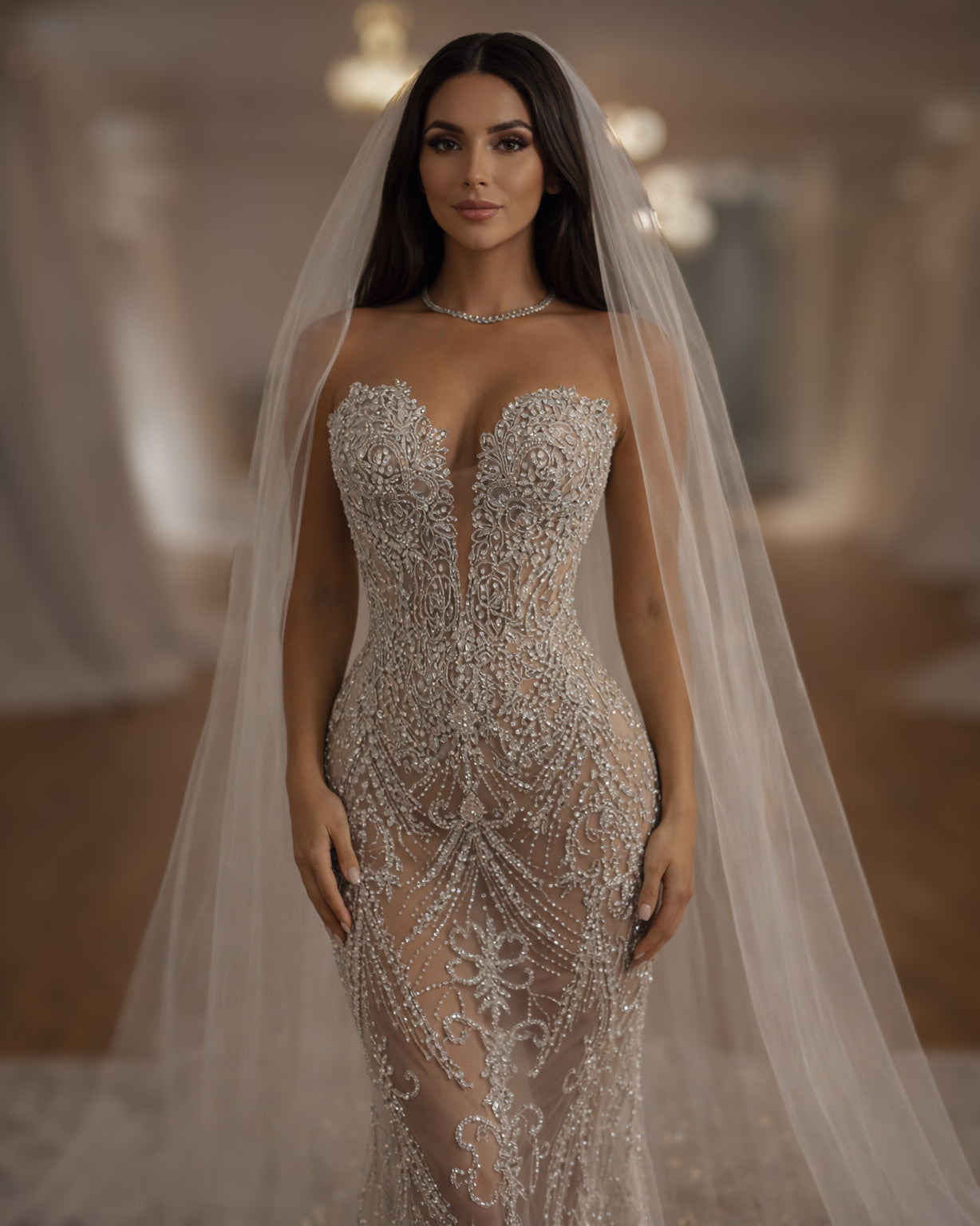 Crystal Illusion Corset Wedding Gown