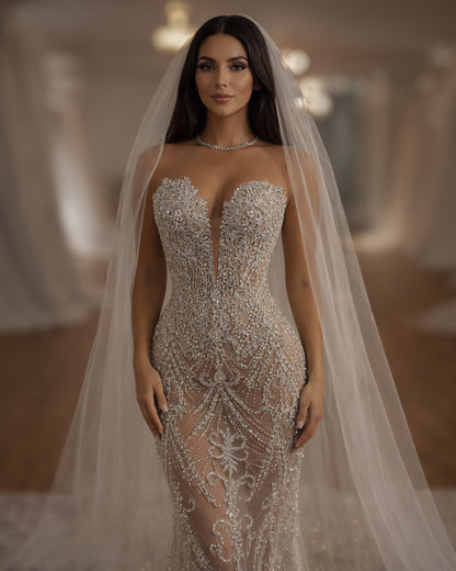 Crystal Illusion Corset Wedding Gown